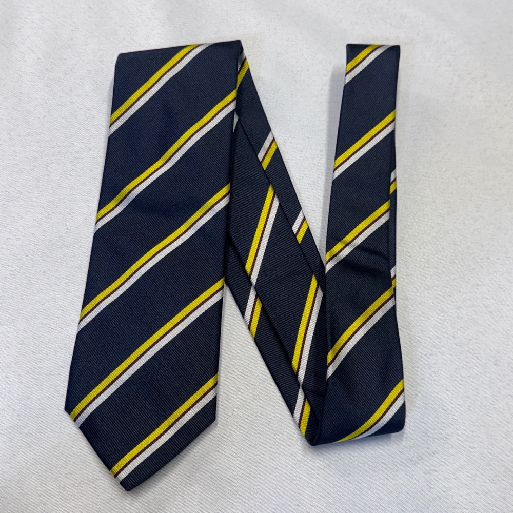Sid Mashburn Bigi Silk Tie Mens OS Navy Yellow Stripe Repp Preppy Ivy League
